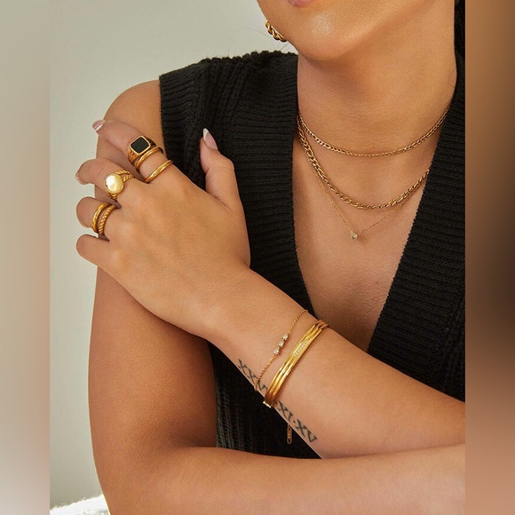 18K Gold Plated Dainty Zircon Bracelet*Birthstone Linear Pave Cubic Zirconia*JD - Picture 6 of 6